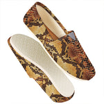 Yellow And Brown Snakeskin Print Casual Shoes