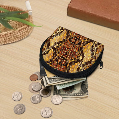 Yellow And Brown Snakeskin Print Coin Purse