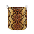 Yellow And Brown Snakeskin Print Collapsible Laundry Basket