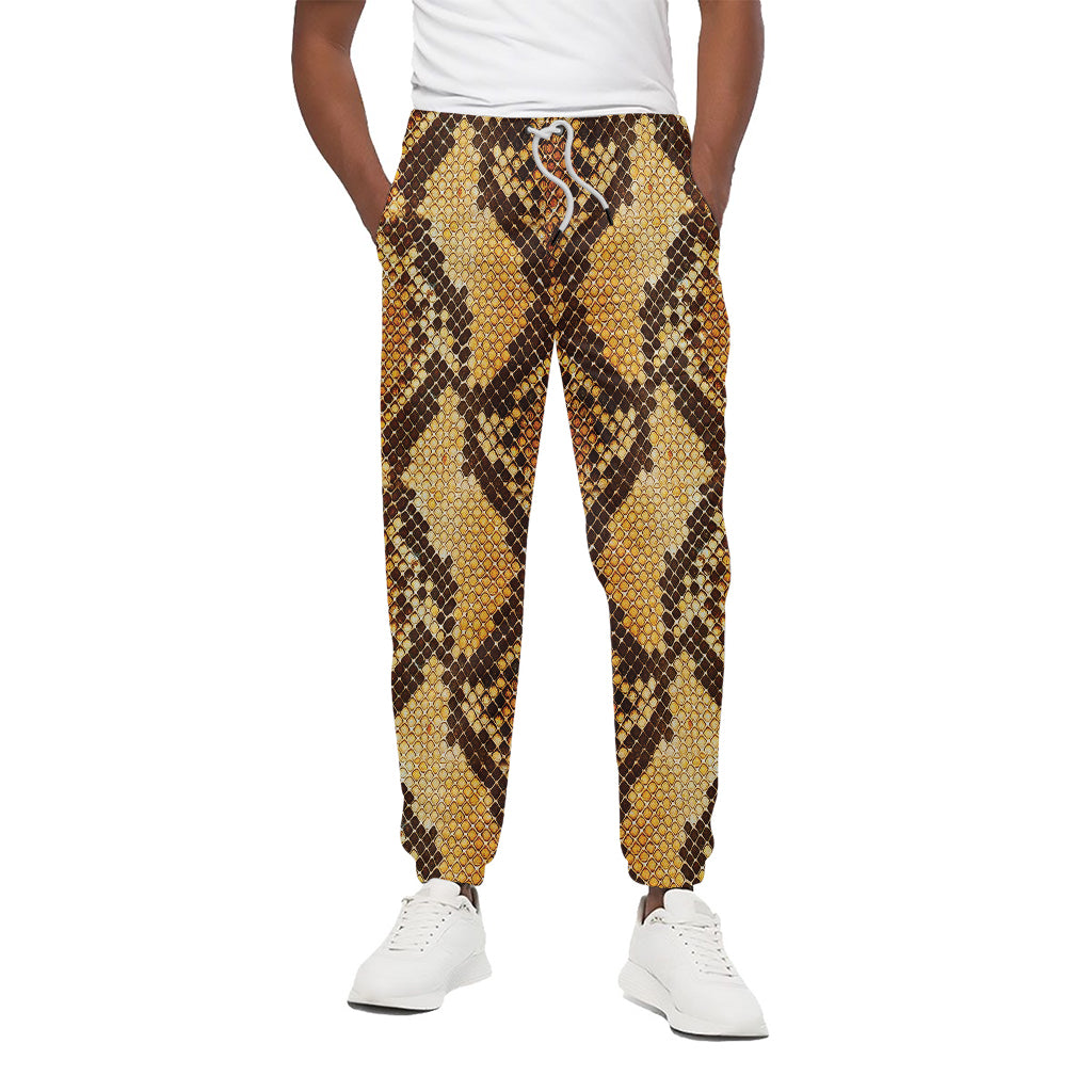 Yellow And Brown Snakeskin Print Cotton Pants