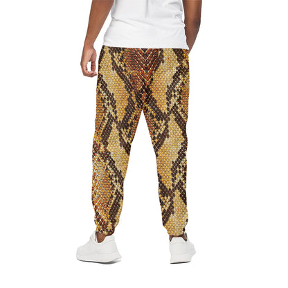 Yellow And Brown Snakeskin Print Cotton Pants