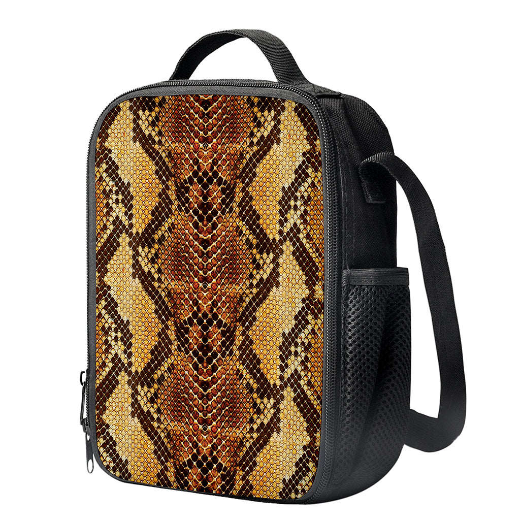 Yellow And Brown Snakeskin Print Crossbody Lunch Bag