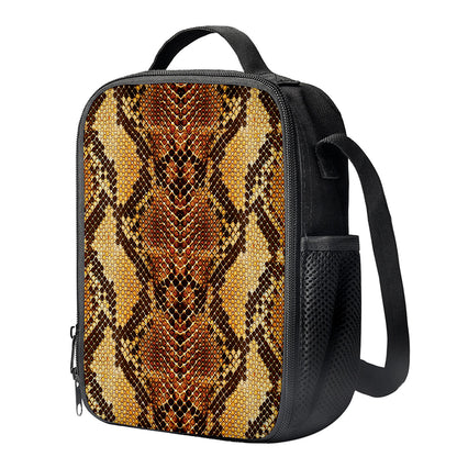 Yellow And Brown Snakeskin Print Crossbody Lunch Bag