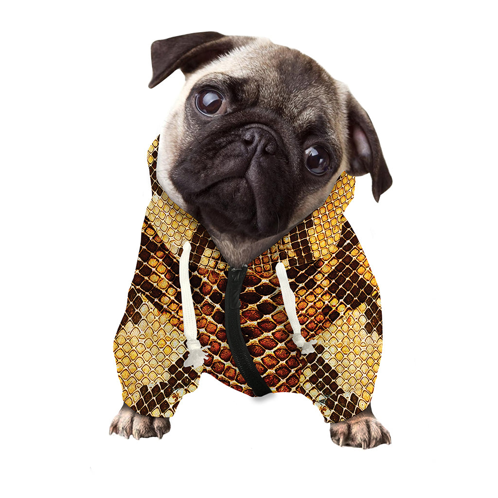 Yellow And Brown Snakeskin Print Dog Zip Up Hoodie