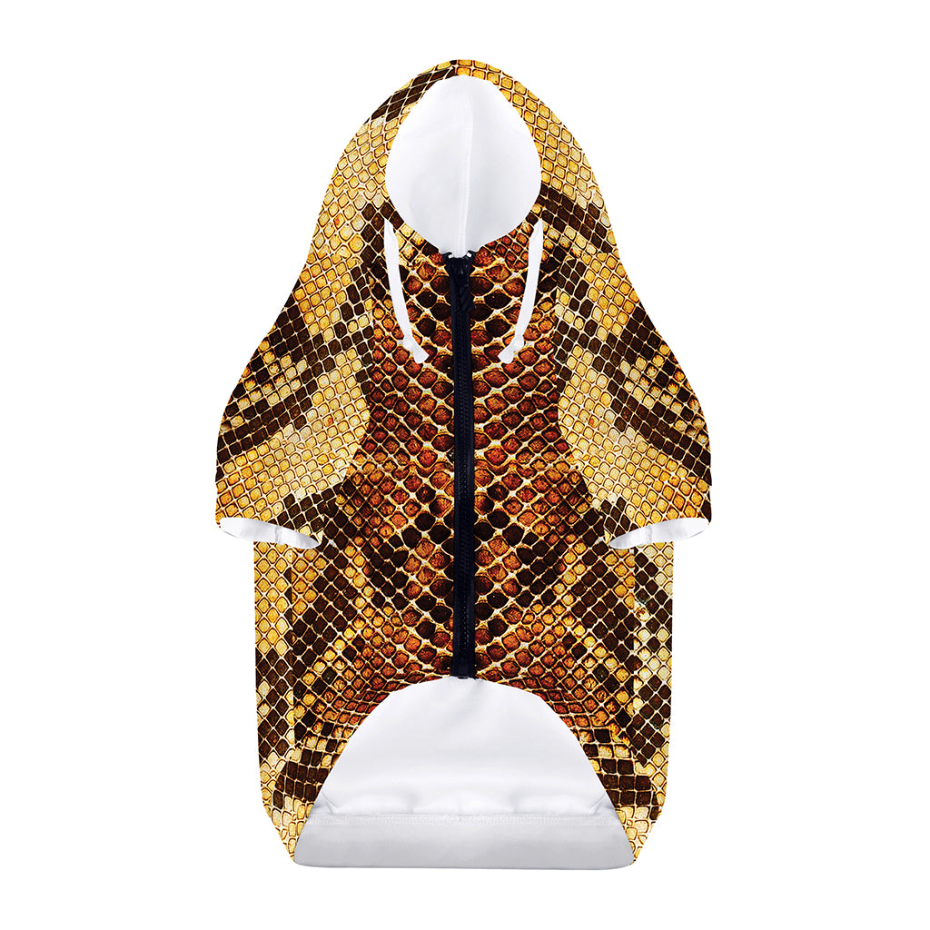 Yellow And Brown Snakeskin Print Dog Zip Up Hoodie