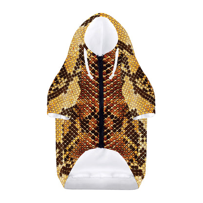 Yellow And Brown Snakeskin Print Dog Zip Up Hoodie