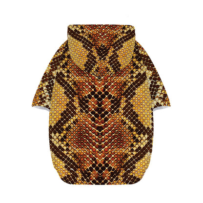 Yellow And Brown Snakeskin Print Dog Zip Up Hoodie