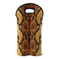 Yellow And Brown Snakeskin Print Double Neoprene Wine Tote