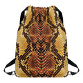 Yellow And Brown Snakeskin Print Drawstring Backpack