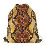 Yellow And Brown Snakeskin Print Drawstring Bag