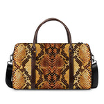Yellow And Brown Snakeskin Print Duffle Bag