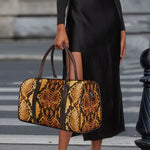 Yellow And Brown Snakeskin Print Duffle Bag