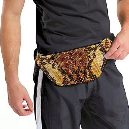 Yellow And Brown Snakeskin Print Fanny Pack