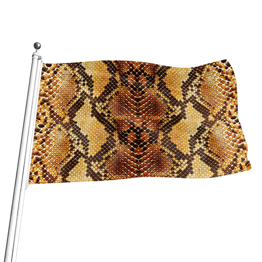 Yellow And Brown Snakeskin Print Flag