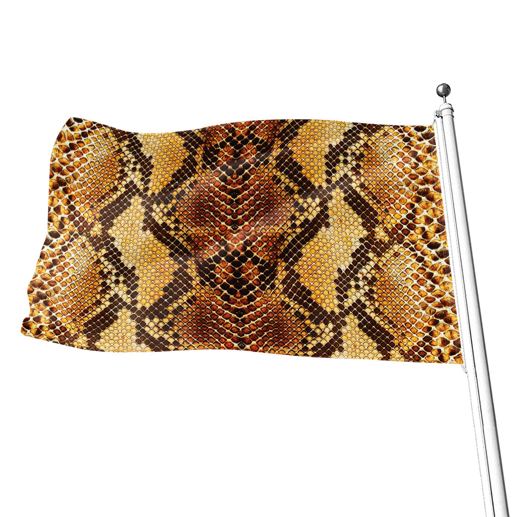 Yellow And Brown Snakeskin Print Flag