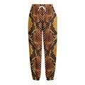 Yellow And Brown Snakeskin Print Fleece Lined Knit Pants