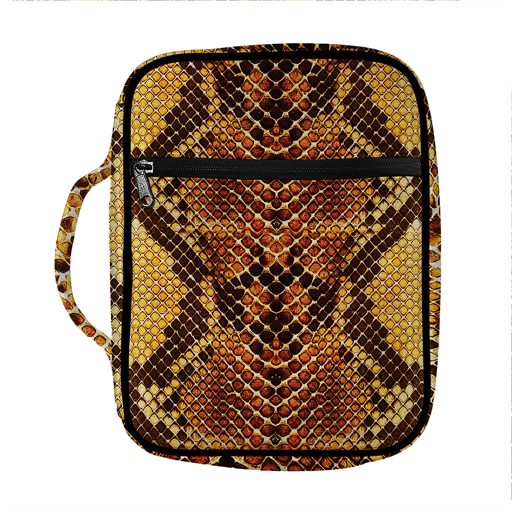 Yellow And Brown Snakeskin Print Front Pocket Bible Bag