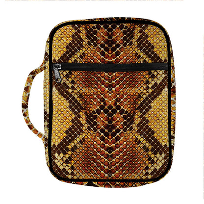 Yellow And Brown Snakeskin Print Front Pocket Bible Bag