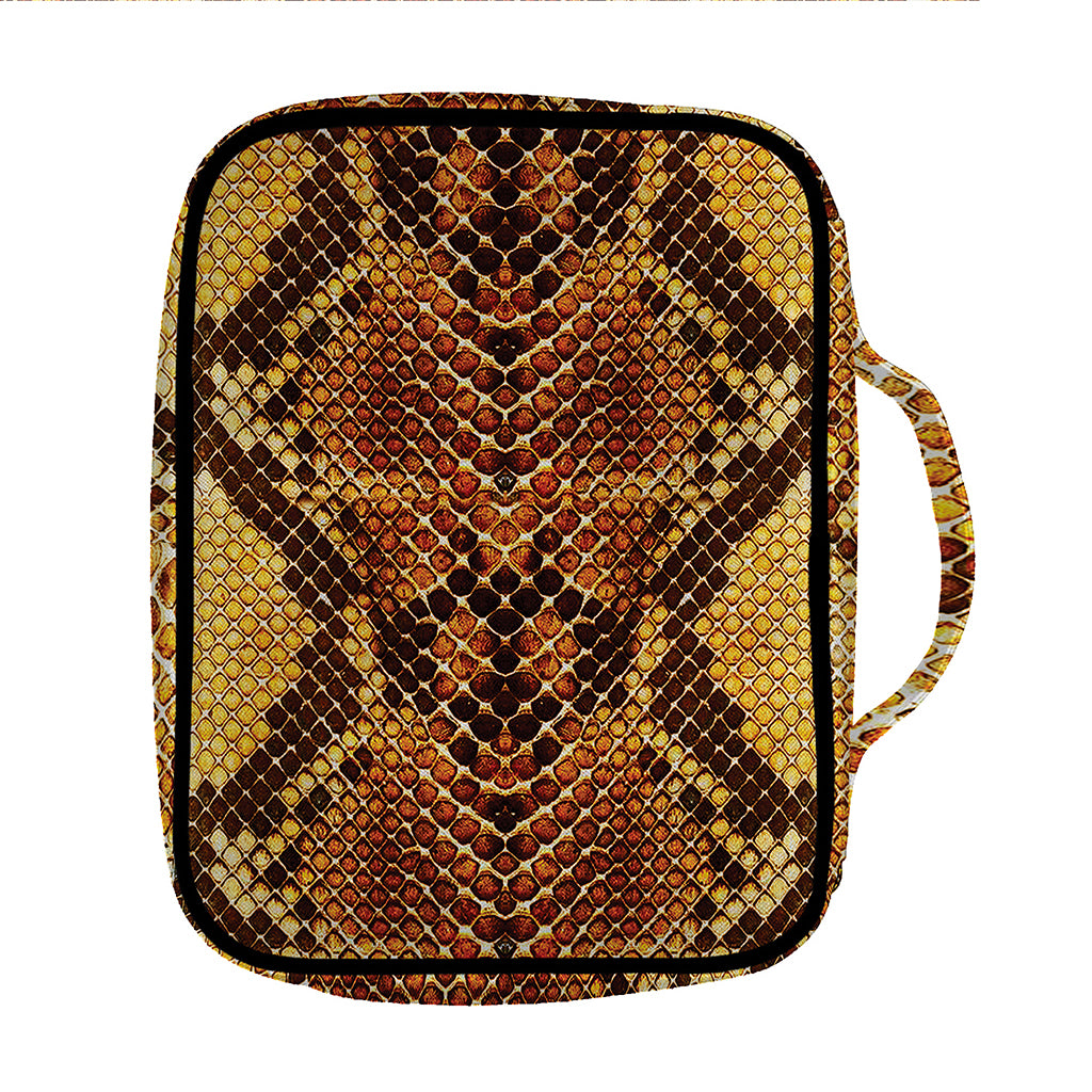 Yellow And Brown Snakeskin Print Front Pocket Bible Bag