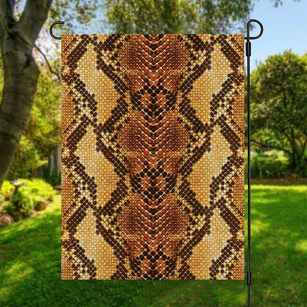Yellow And Brown Snakeskin Print Garden Flag