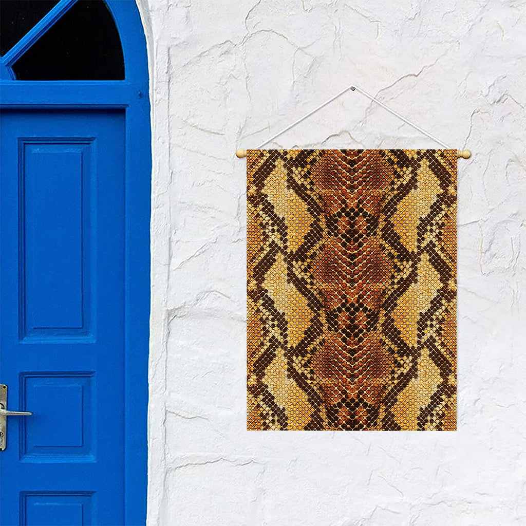 Yellow And Brown Snakeskin Print Garden Flag