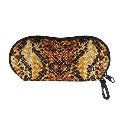 Yellow And Brown Snakeskin Print Glasses Case