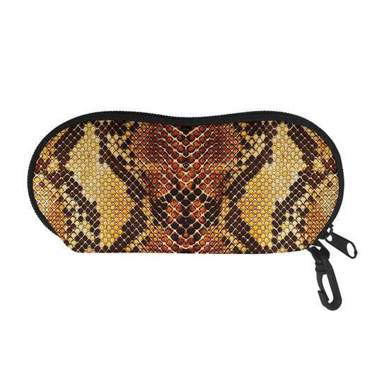 Yellow And Brown Snakeskin Print Glasses Case