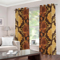 Yellow And Brown Snakeskin Print Grommet Curtains