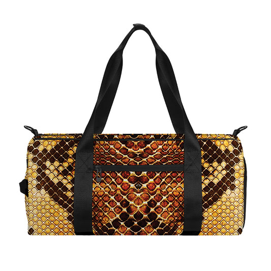 Yellow And Brown Snakeskin Print Gym Bag
