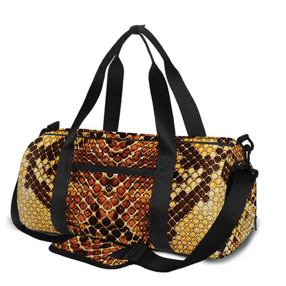 Yellow And Brown Snakeskin Print Gym Bag