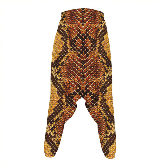 Yellow And Brown Snakeskin Print Hammer Pants