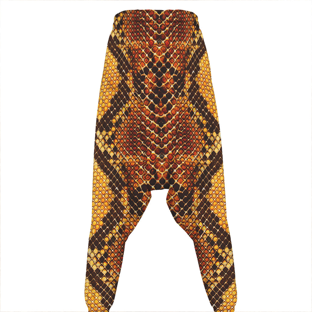 Yellow And Brown Snakeskin Print Hammer Pants