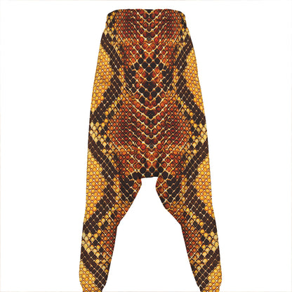 Yellow And Brown Snakeskin Print Hammer Pants