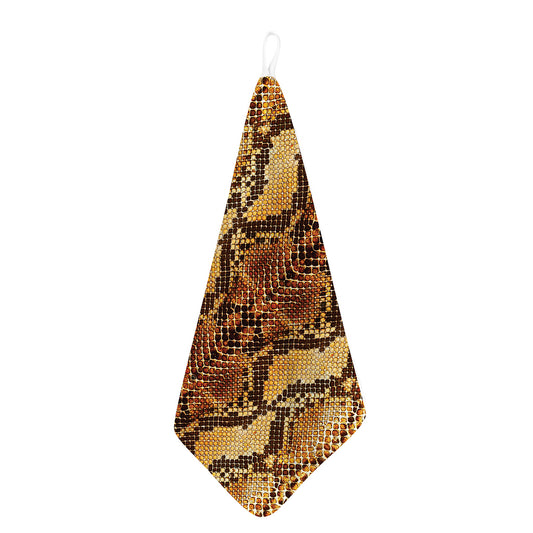 Yellow And Brown Snakeskin Print Hand Towel