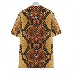 Yellow And Brown Snakeskin Print Hawaiian Shirt