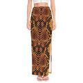 Yellow And Brown Snakeskin Print High Slit Maxi Skirt