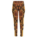 Yellow And Brown Snakeskin Print High-Waisted Pocket Leggings
