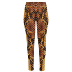 Yellow And Brown Snakeskin Print High-Waisted Pocket Leggings