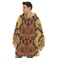 Yellow And Brown Snakeskin Print Hoodie Blanket