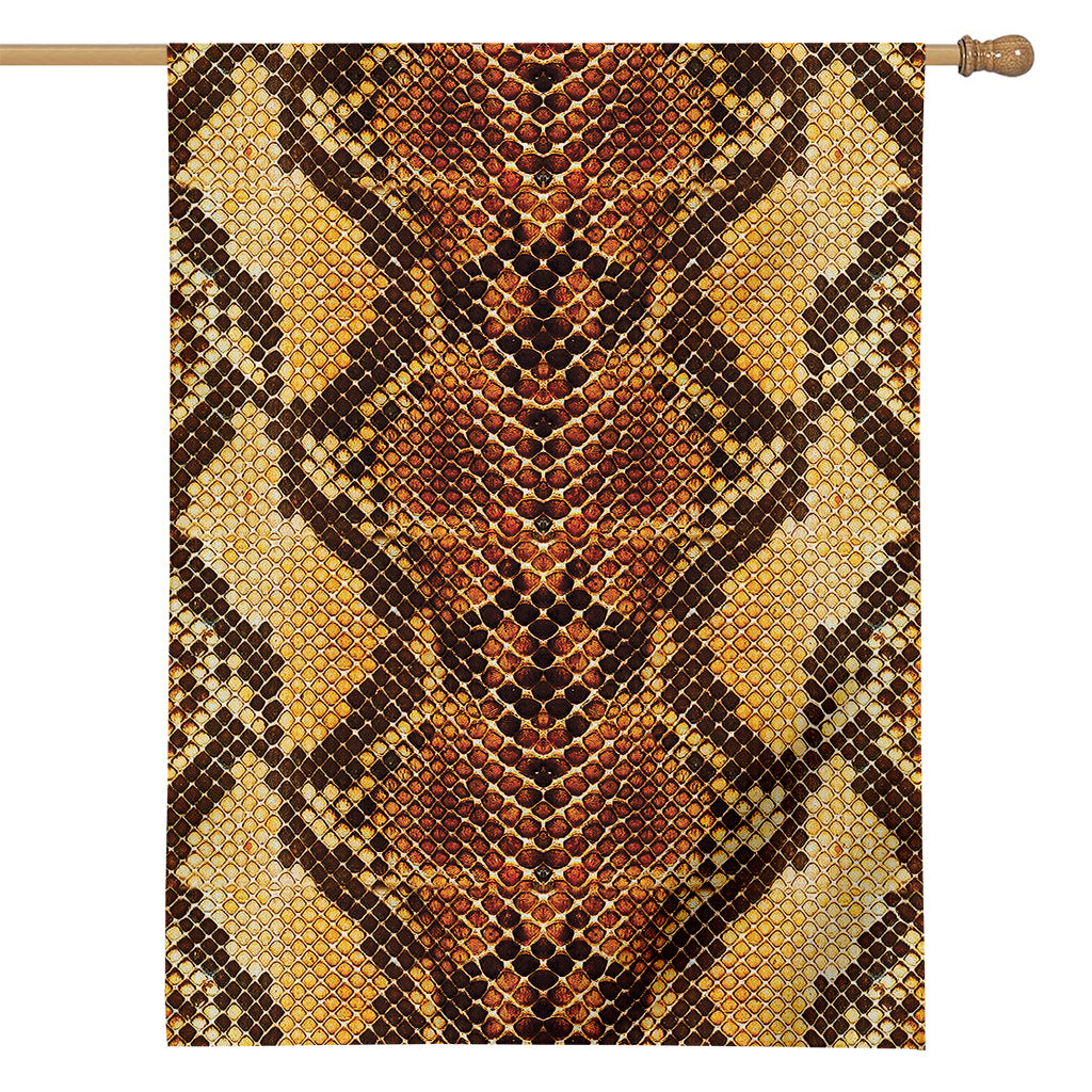 Yellow And Brown Snakeskin Print House Flag