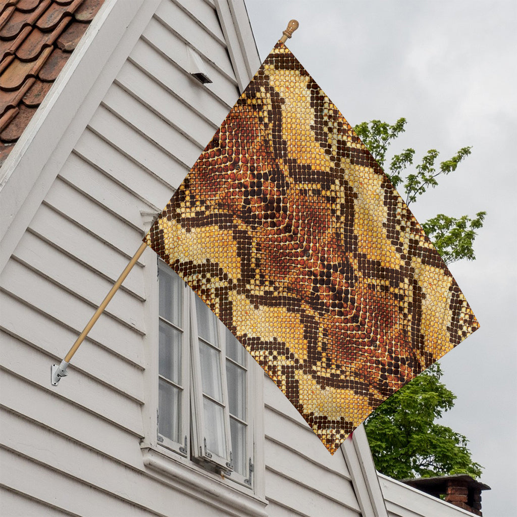 Yellow And Brown Snakeskin Print House Flag