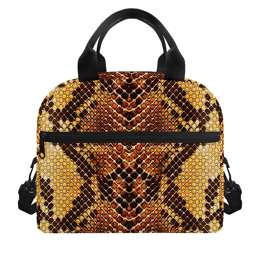 Yellow And Brown Snakeskin Print Insulated Lunch Bag