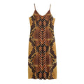 Yellow And Brown Snakeskin Print Jersey Midi Cami Dress