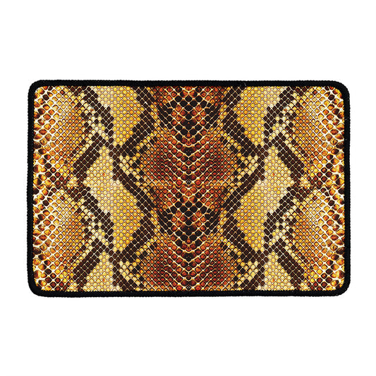 Yellow And Brown Snakeskin Print Kitchen Mat