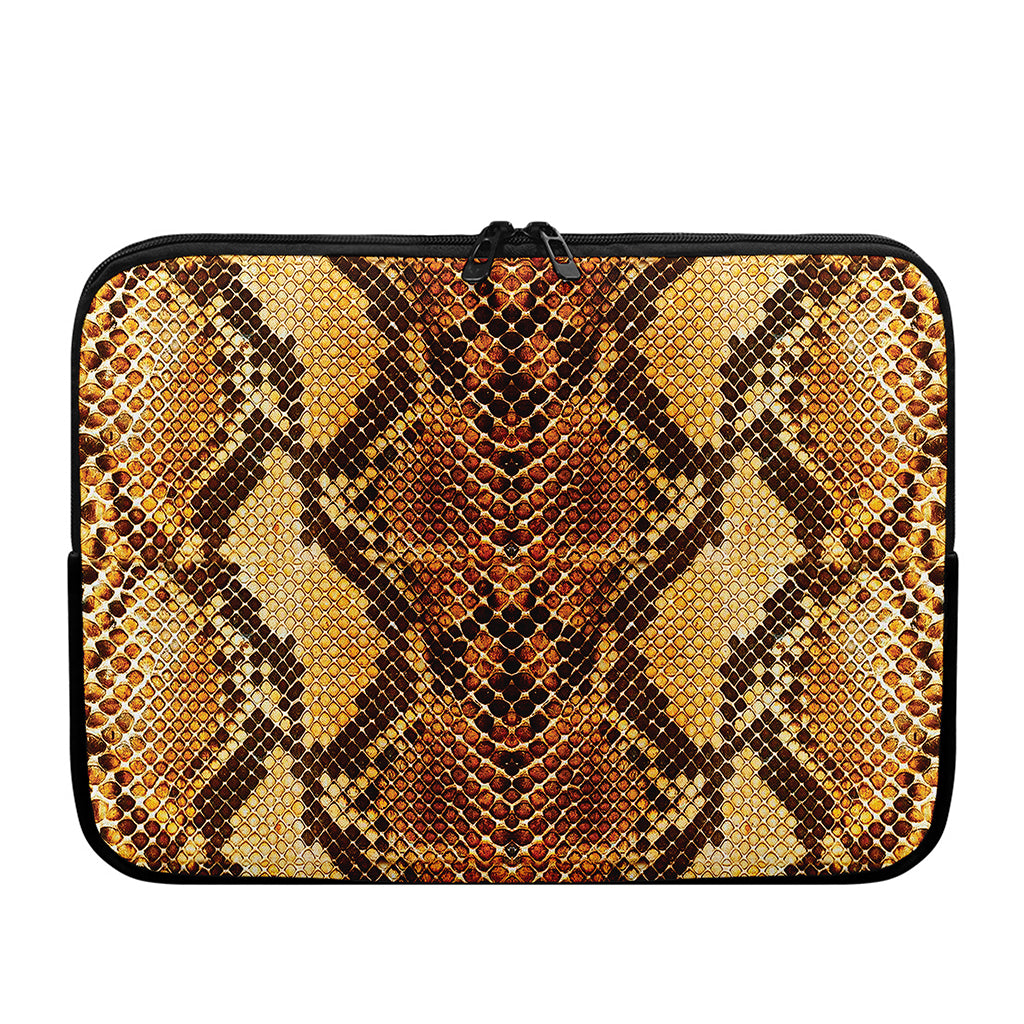 Yellow And Brown Snakeskin Print Laptop Sleeve