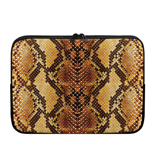 Yellow And Brown Snakeskin Print Laptop Sleeve