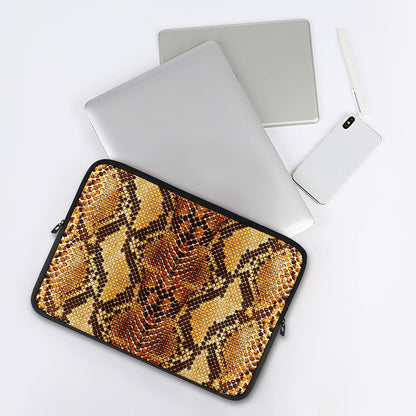Yellow And Brown Snakeskin Print Laptop Sleeve