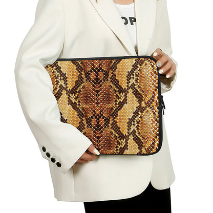 Yellow And Brown Snakeskin Print Laptop Sleeve