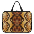Yellow And Brown Snakeskin Print Laptop Sleeve With Handle