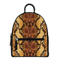 Yellow And Brown Snakeskin Print Leather Backpack